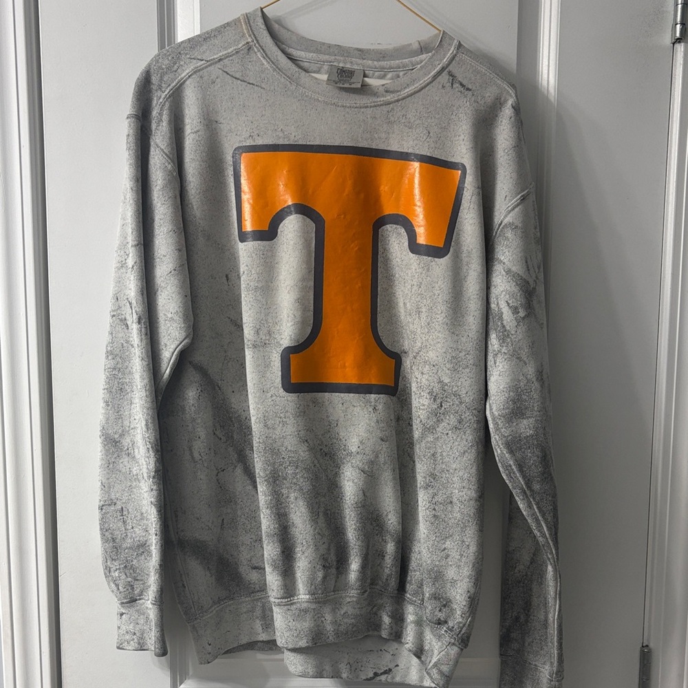 Comfort Colors Gray Sweater with Orange Lettering